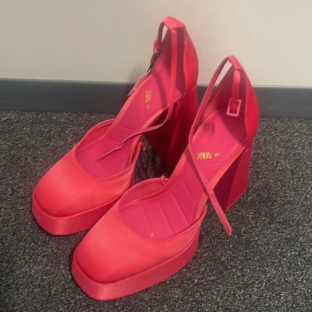 ‎Zara Pink Chunky Heels
